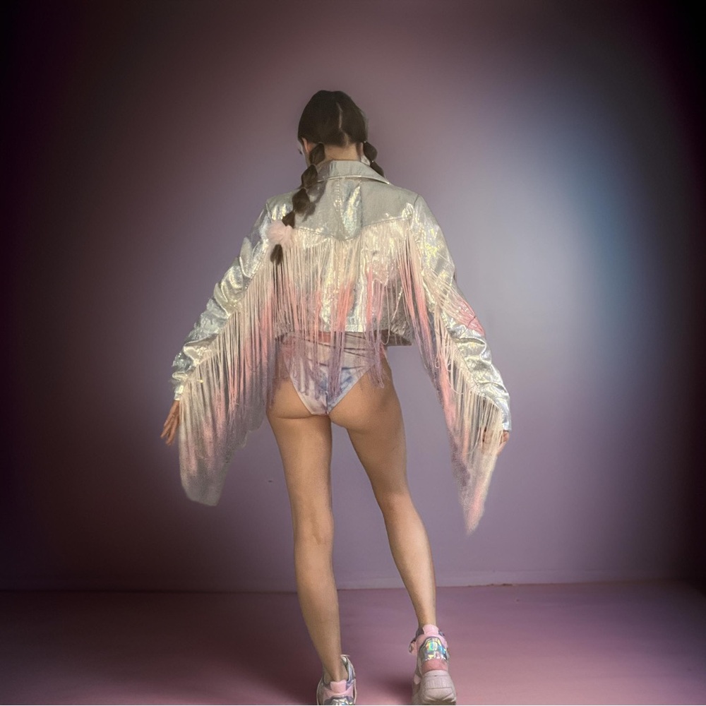 Club Exx Rave Sequin Cowgirl Jacket with Fringe